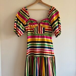 NWT Farm Rio Rainbow Stripe Midi Dress